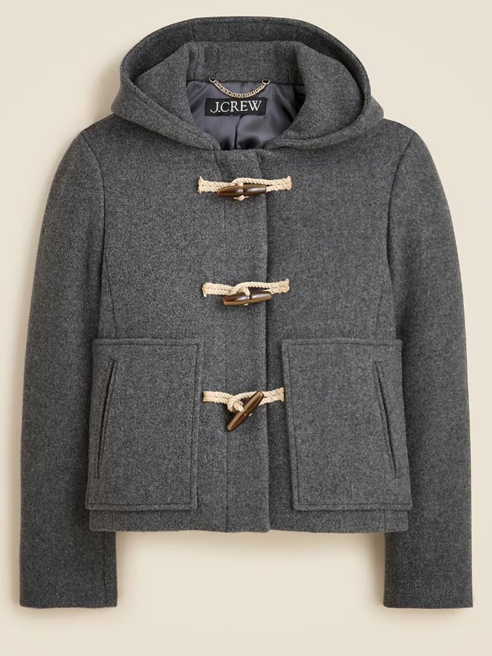 J. Crew NWOT Short Duffle Coat in Italian Stadium-Cloth Gray - size 4